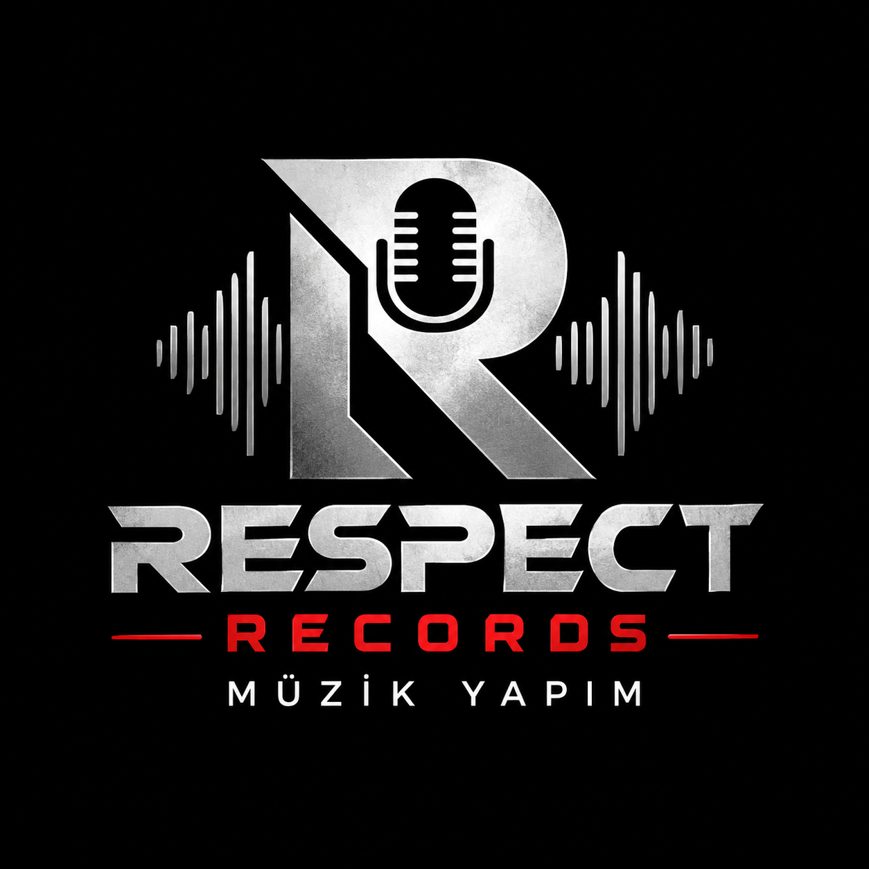 Respect Records Müzik Yapım — mikrofonlu gümüş R logosu